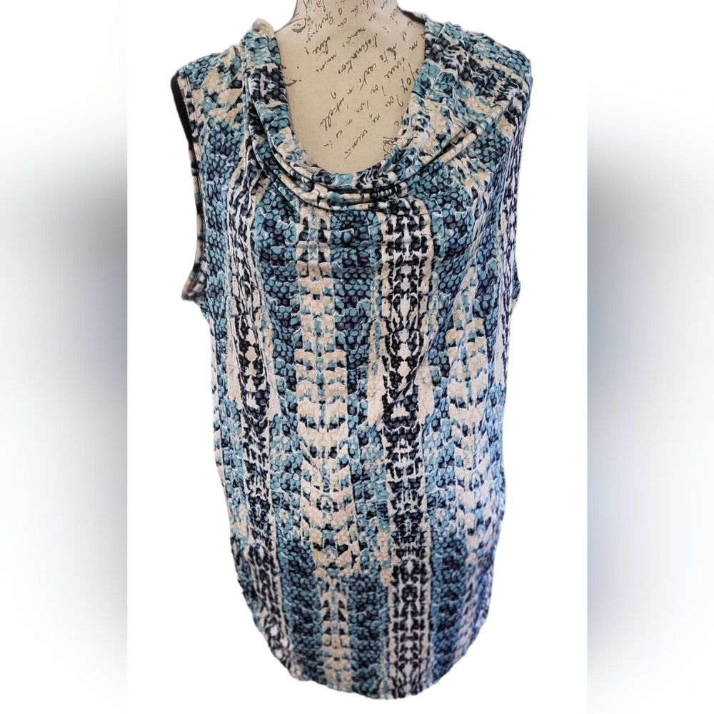 Blue and White Sleeveless Women's Top